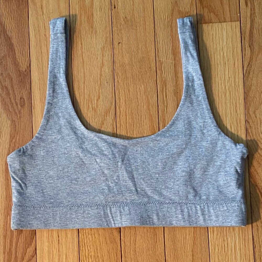 Pact Organic Cotton Scoop Bra Heather Grey Gray No Underwire Size Medium